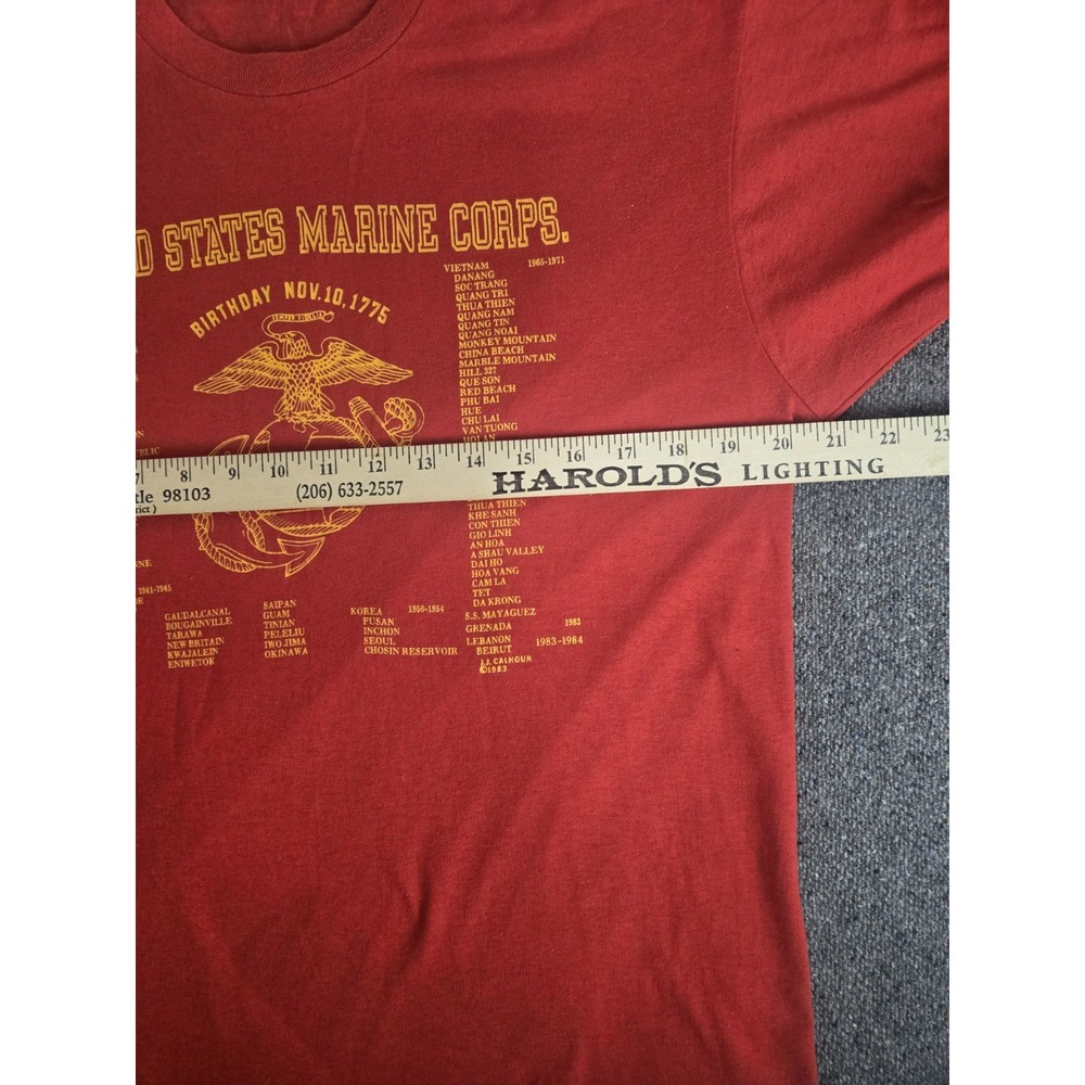 Vintage 80s United States Marine Corp Usmc T-shirt Single Stitch Birthday Xl Red - Picture 7 of 8